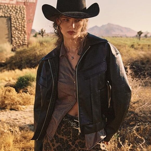 NWT CIDER Vegan Faux Leather Collar Pocket Bomber Jacket Sz small - Picture 5 of 5